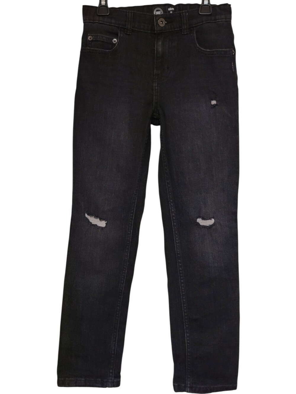 Wonder Nation Adjustable Waist Buttons Charcoal Straight Jeans Boys Size 10 Slim